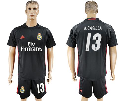 Real Madrid #13 K.Casilla Black Goalkeeper Soccer Club Jersey